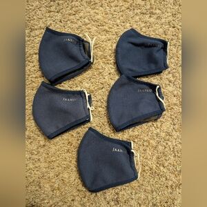 Jaanuu Navy Blue Face Masks Set Of 5
